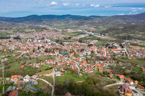 Fototapeta Naklejka Na Ścianę i Meble -  Kosjeric, aerial drone view of town in Serbia