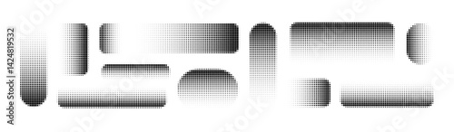 Pixel transform digital effect. Abstract rectangle mosaic texture fade. Flat vector illustration isolated on white background.