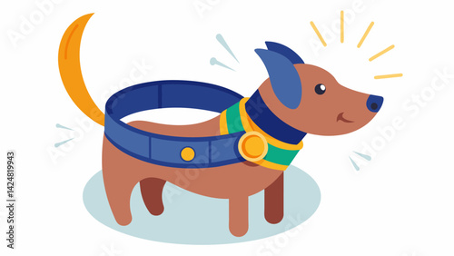 A wearable collar attachment that emits a gentle static shock to encourage dogs to stay within a set boundary.. Vector illustration