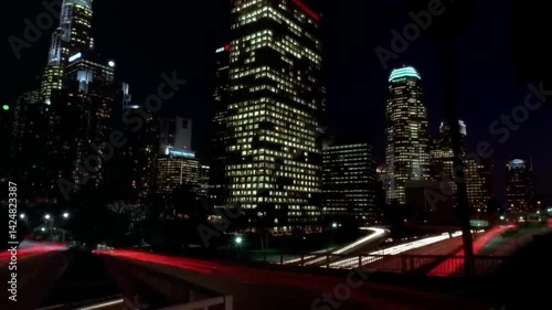 Cityscape view Time lapse with Tall Buildings and Lights