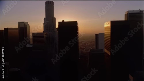 los Angeles skyline at sunset