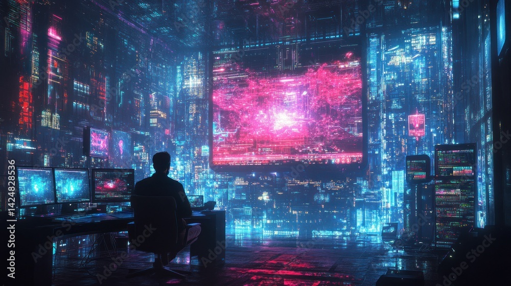 Cyberpunk Cityscape: A Hacker's Sanctuary
