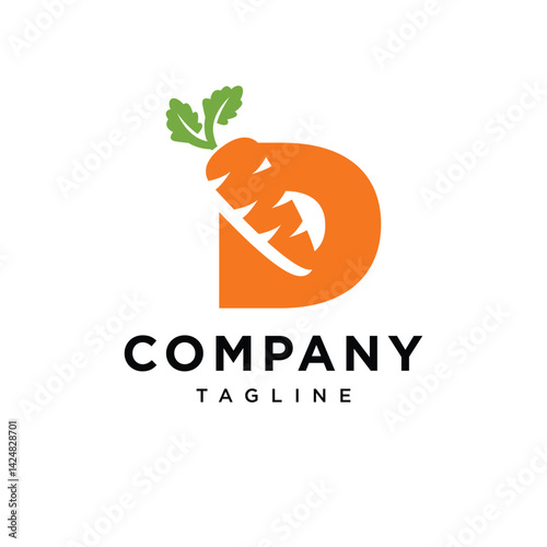 Letter D Carrot Logo Icon Vector