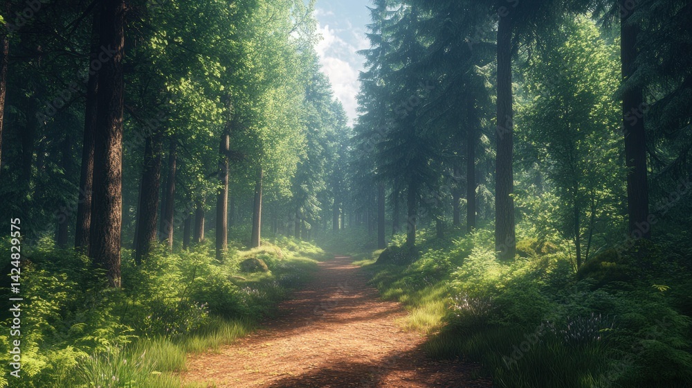 Mystical Forest Path: A Serene Journey Through Lush Greenery