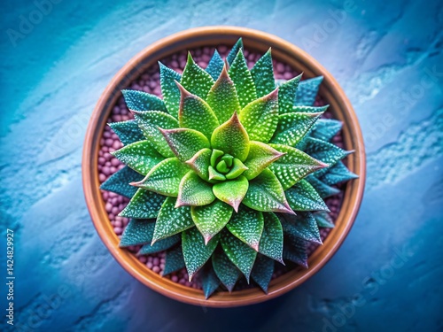 Aerial Abstract Potted Plant: Nature's Geometry in Soft Gradients