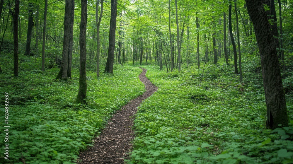 Serene Forest Path: A Journey Through Lush Greenery