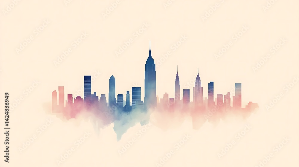Obraz premium NYC Skyline with Pastel Hues.