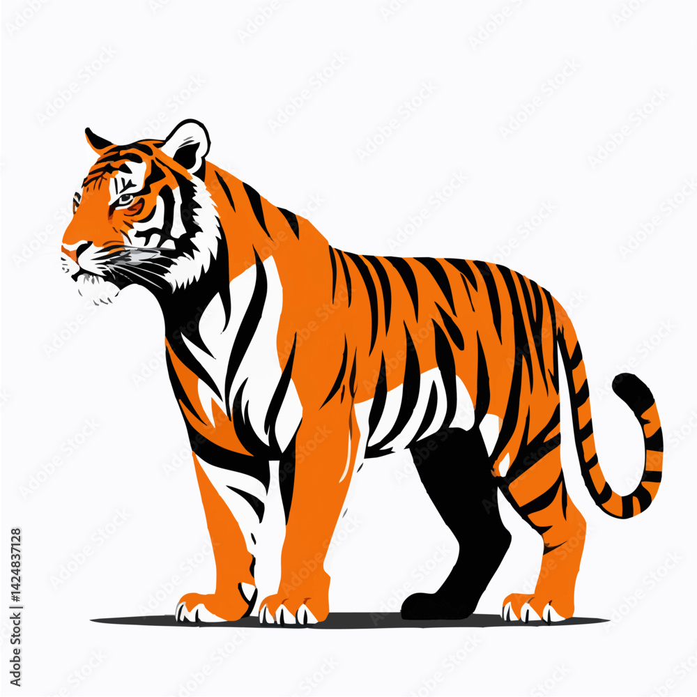 Obraz premium Majestic Bengal Tiger Stylized Illustration of a Powerful Cat
