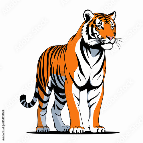 Majestic Siberian Tiger Standing Tall - Powerful Wildlife Illustration