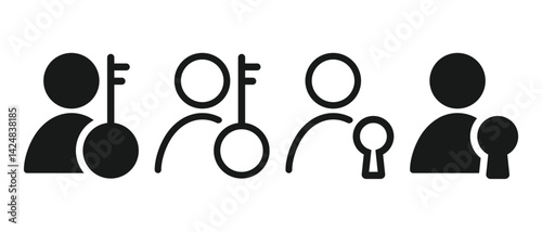 Person icon with key. Illustration vector