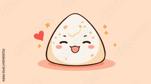 Chibi Onigiri Vector Icon – Cute Kawaii Japanese Rice Ball for UI and Design
