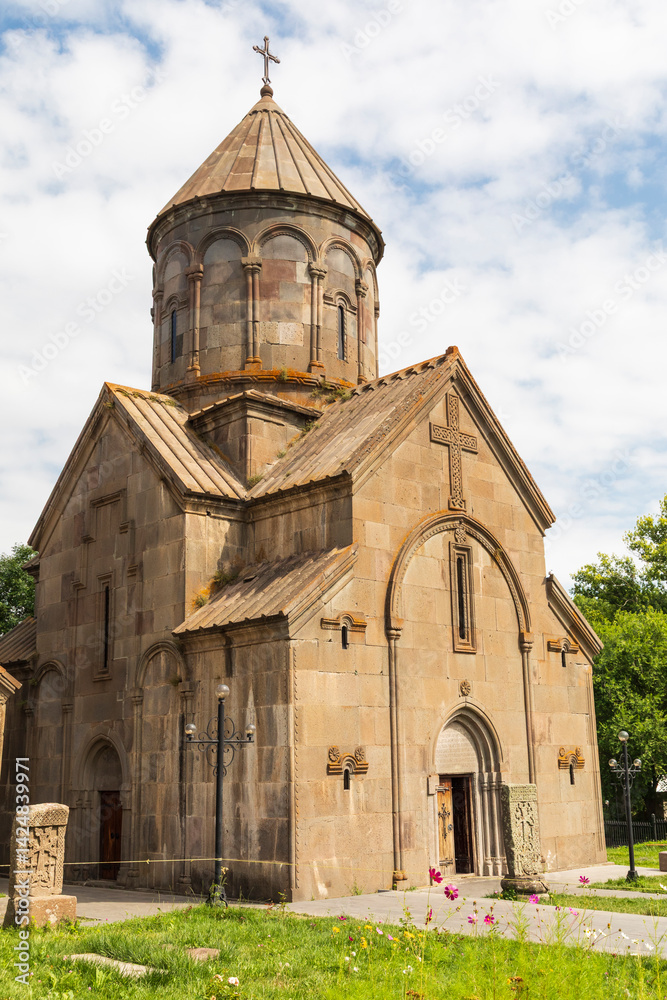 Western Asia, Eurasia, South Caucasus, Republic of Armenia. Tsakhkadzor. Kecharis Monastery. An 11th C. medieval monastic complex. Exterior view of Katoghike Church.