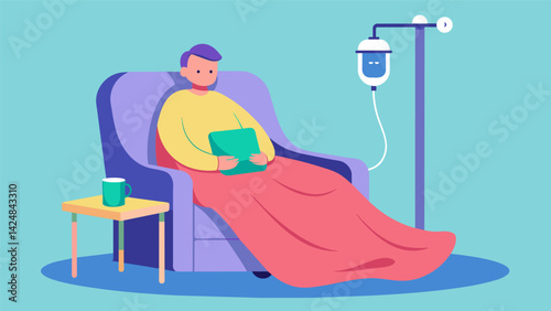 Soft plush blankets were dd over the patients lap providing a sense of comfort and safety as she received her infusion in the theutic session..