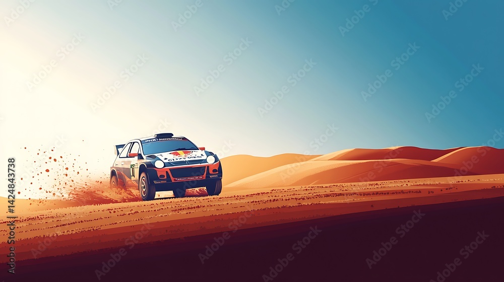 Obraz premium Rally car desert dune race.