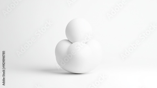 Three white spheres in a minimalist arrangement