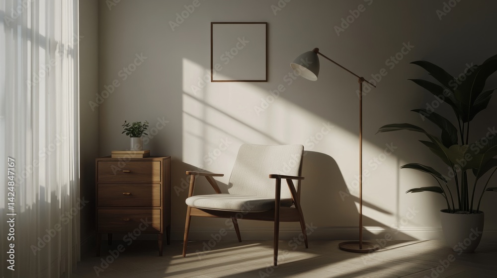 Fototapeta premium Cozy, sun-drenched interior design.