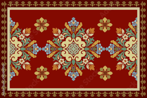 Damask rug pattern, carpet design. rug pattern Boho tribal texture,carpet pattern floral.motif,grometric. Rug design elegance, decor living dining room,bedroom. Woven carpet illustration.damask floral