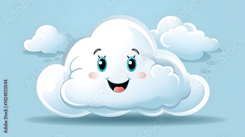 Vintage Cartoon Cloud with Silver Lining Illustration for Design Projects