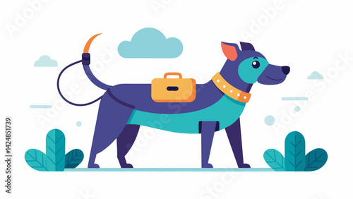 From urban strolls to countryside hikes this smart leash is the perfect companion for all your outdoor adventures.. Vector illustration