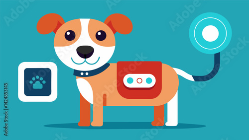 Get an inside look at your pets daily routine with a wearable camera that documents their every move.. Vector illustration