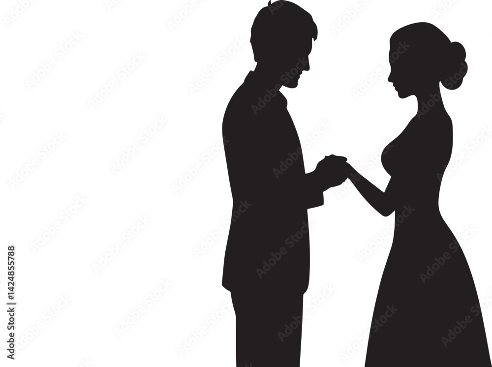 Silhouette of a young couple vector on white background Silhouette of a young couple vector on white background