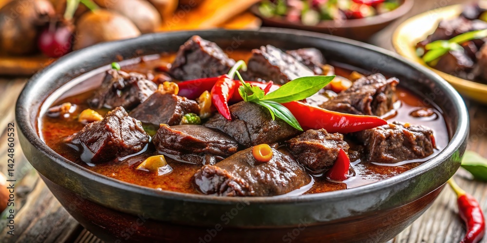 Fototapeta premium Delicious Dinuguan: Filipino Blood Stew with High Depth of Field