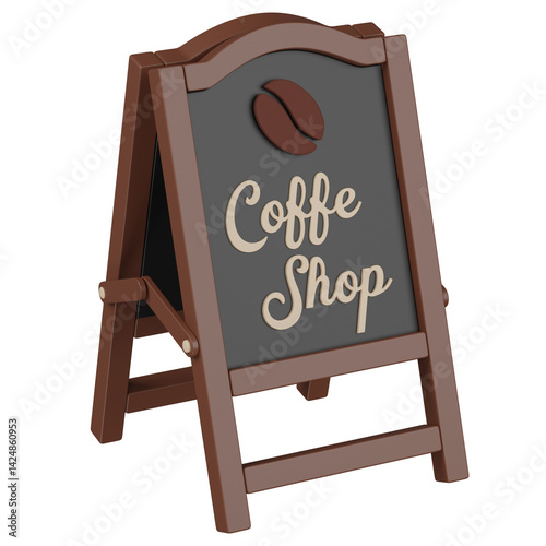 3d render  Coffee Shop Sign board 