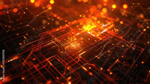 Abstract of digital shape or line and technological cyber style particle design connect in surreal electronic shape designing. High tech scenery express seamless pattern perfect for wallpaper. AIG53.