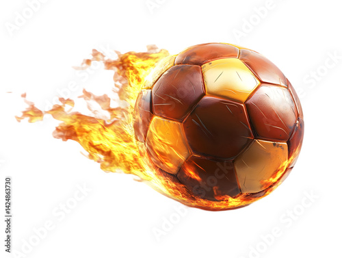Fiery Soccer Ball in Motion a Realistic Illustration on Transparent Background