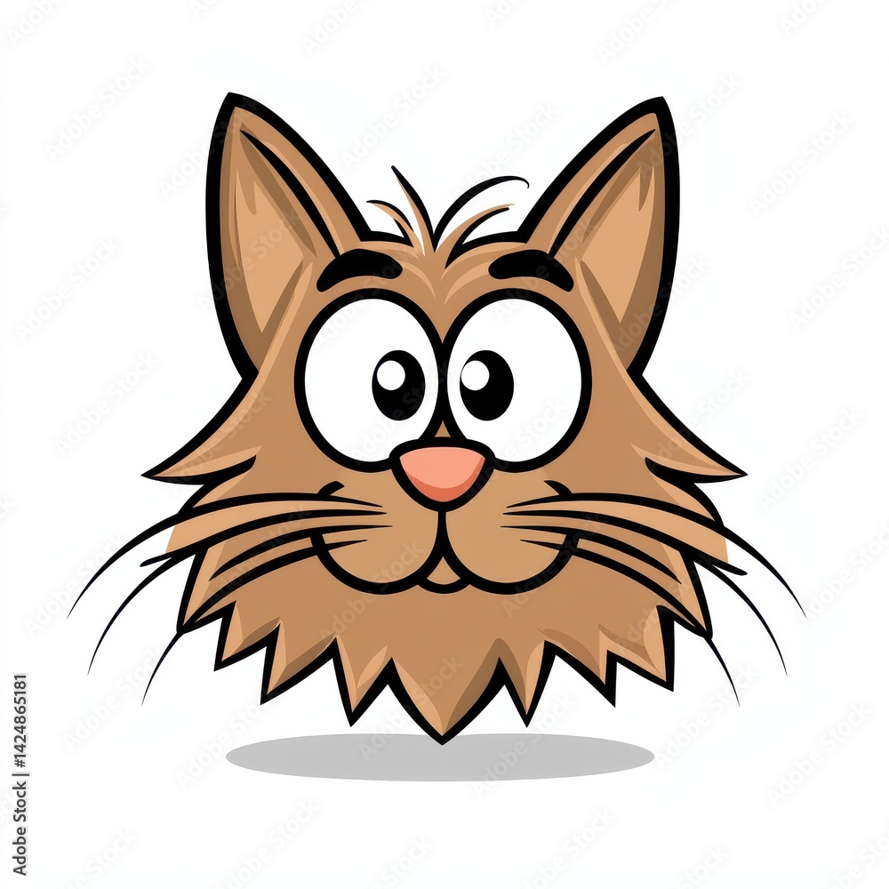 Obraz premium Cartoon cat face with large round eyes and a friendly smile