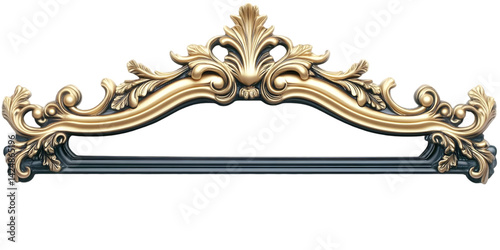 Detailed Antique Golden Ornament Illustration with Black Transparent Background