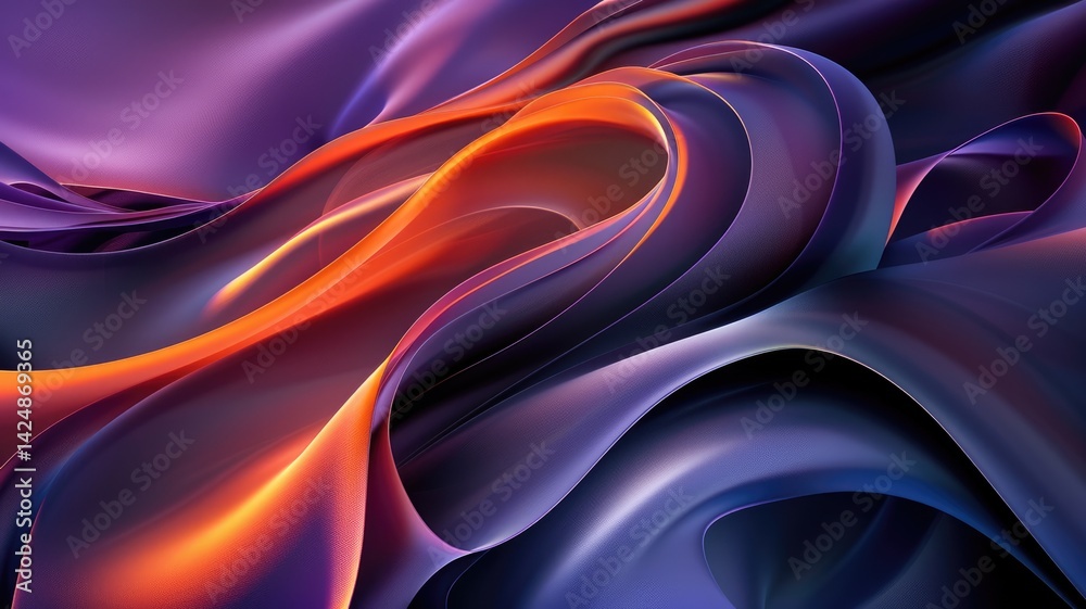 Fototapeta premium Abstract purple and orange color wave flowing express the energetic signal. Seamless texture of vividness curve swirling convey sense of harmony and wonderful scene perfect for graphic design. AIG53.