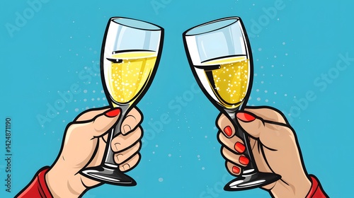 Professional hand drawn pop art illustration showing man and woman characters in vector format