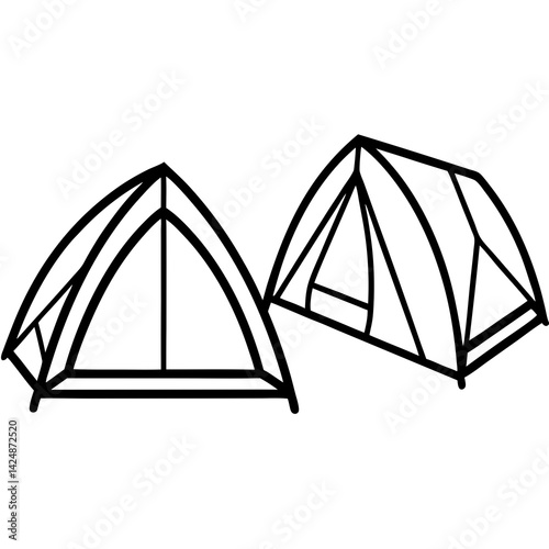 tourist tent outdoor vector art illustration