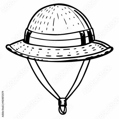 safari hat travel vector art illustration