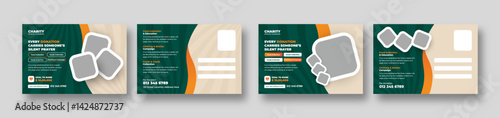 Donation charity postcard template | Fundraiser event & Nonprofit campaign promotion set | Humanitarian aid community
