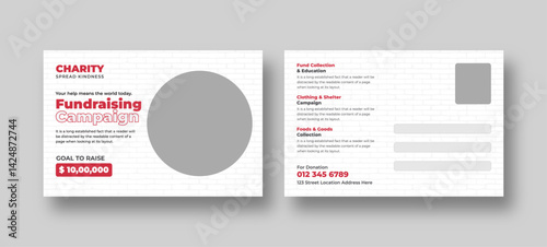 Donation charity postcard template | Fundraiser event & Nonprofit campaign promotion | Humanitarian aid community