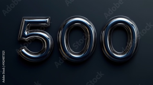 500 Metallic Number  Dark Background  Abstract Design