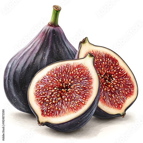 Minimalist artwork of organic black figs high resolution image