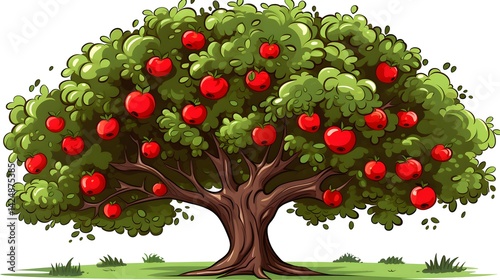 Playful Cartoon Apple Tree - Vector Illustration for Kids Books and Designs