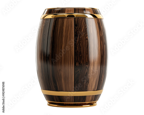 Obraz na płótnie Elegant Wooden Barrel with Gold Accents on Transparent Background w salonie