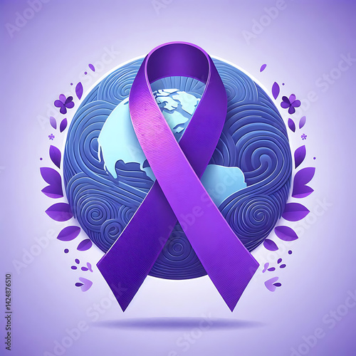 World Alzheimer’s Day design template good for celebration usage. purple ribbon vector illustration. ribbon vector illustration. vector eps 10.