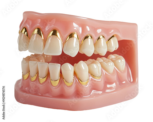 Obraz na płótnie Dental Model with Gold Accents on Transparent Background for Education w salonie