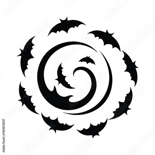 Bats Forming a Swirl in the Sky Silhouette