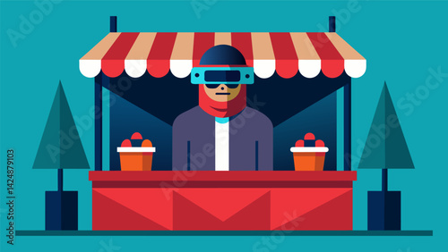 A market stall sells fearinducing virtual reality experiences designed to manipulate and control individuals thoughts and behavior..