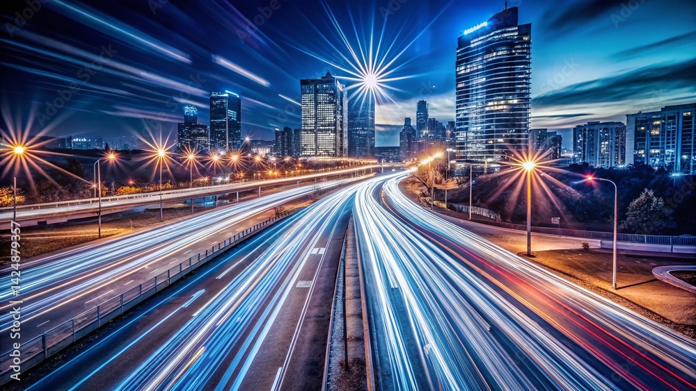 Fototapeta premium Long Exposure Light Trails Cityscape Night Photography