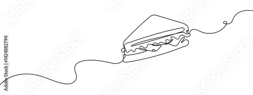 Continuous line, triangle sandwich Simple lines, transparent background, editable strokes.