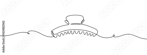 Continuous line hair clip Simple lines, transparent background, editable strokes.