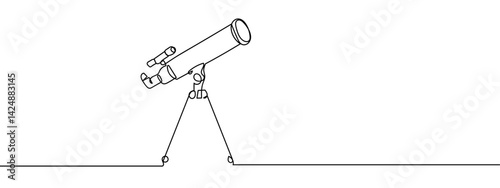 Continuous line telescope Simple lines, transparent background, editable strokes.