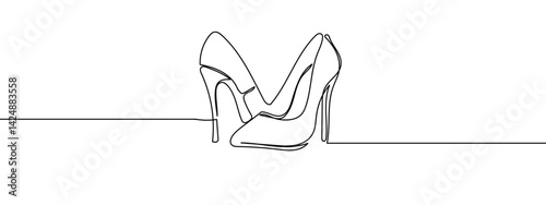 Continuous line, high heels, fashion Simple lines, transparent background, editable strokes.